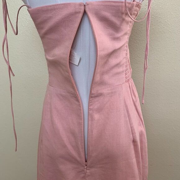 Amanda Uprichard X REVOLVE Cava Midi Dress Small Blush Pink Linen $260 - Picture 5 of 10